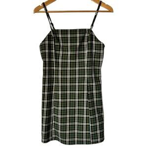 Empyre Dia Green Plaid Mini Dress Size Medium